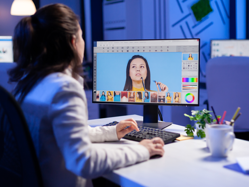 Female copywriter working on copy